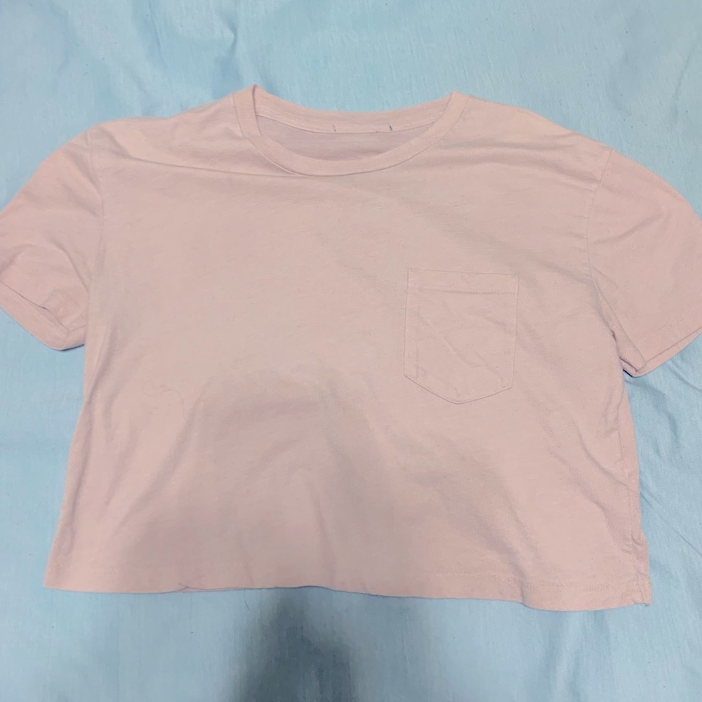 Pink crop top with front pocket